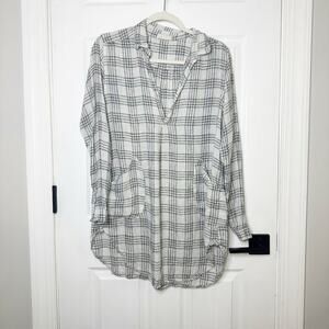 CP Shades Size Small 100% Linen‎ Teton Tunic Plaid Check Top Lagenlook